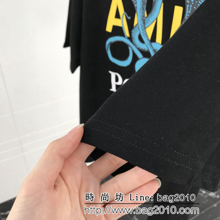 AMIRI阿米裏 19FW早春新款 POISON毒蛇閃粉 OS寬鬆版黑色T恤 男女同款 ydi1702